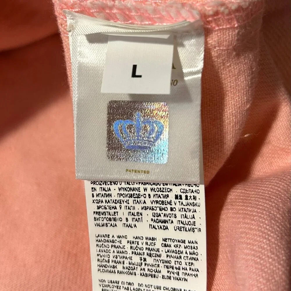 NWT Womens Regina (Item- 217) Pink Multicolor Crochet Motif Denim Jacket L - Picture 8 of 8